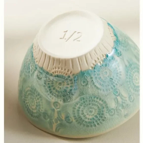 Anthropologie Handmade Glazed Stoneware Measuring Cups Bowls New In Box - Picture 5 of 11